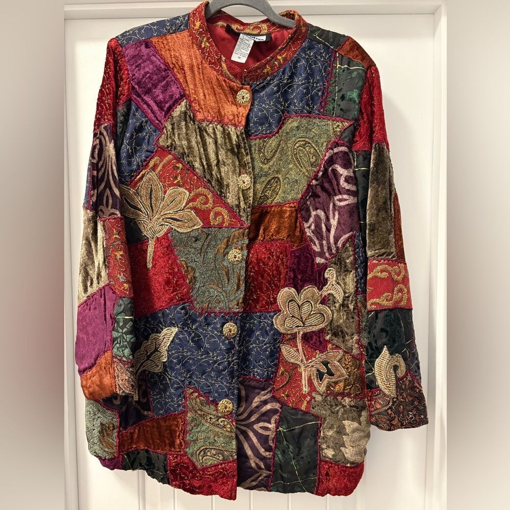Indigo Moon Vintage Velvet Patchwork Jacket Size 1X